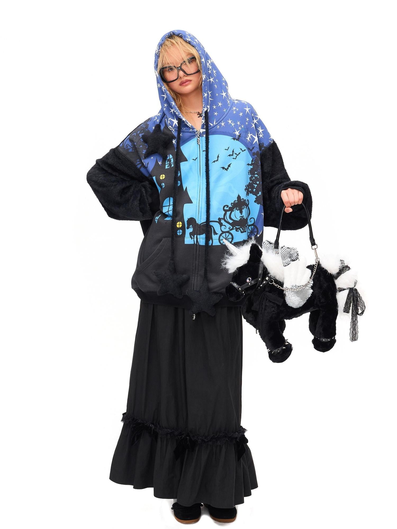 CFIERCE Soft 100 Percent Cotton Loose Oversized Zip Hooded Pullover Unisex Hoodie