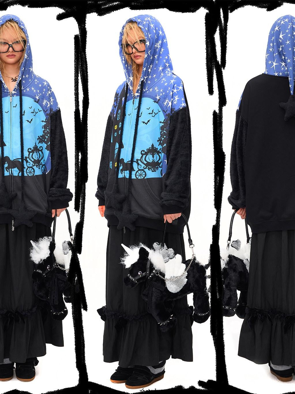 CFIERCE Soft 100 Percent Cotton Loose Oversized Zip Hooded Pullover Unisex Hoodie
