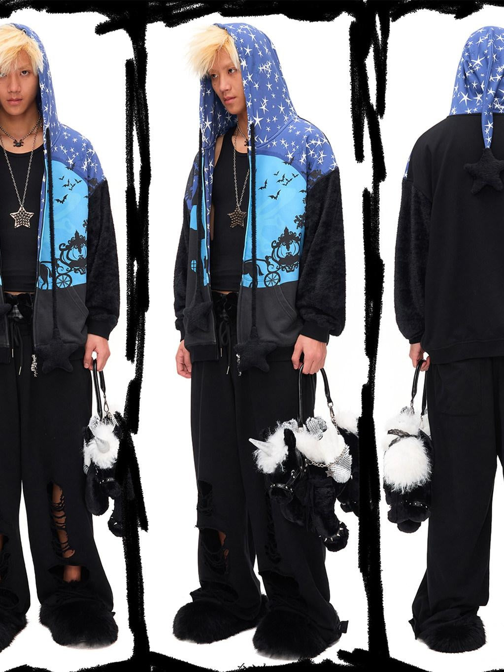 CFIERCE Soft 100 Percent Cotton Loose Oversized Zip Hooded Pullover Unisex Hoodie