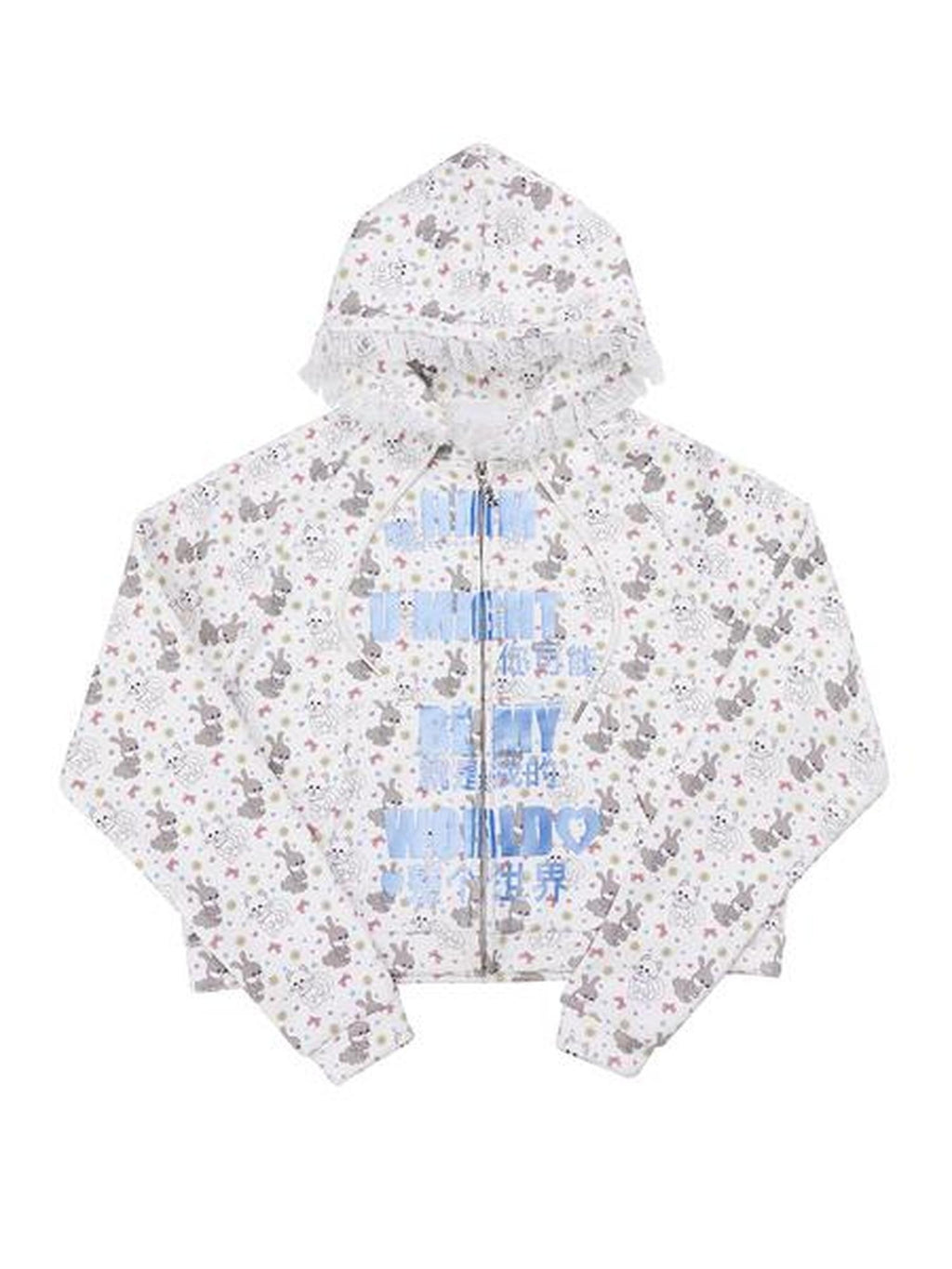 CFIERCE Soft Cotton Blend Hooded Cartoon Zip Oversized Streetwear Unisex Teen Cardigan