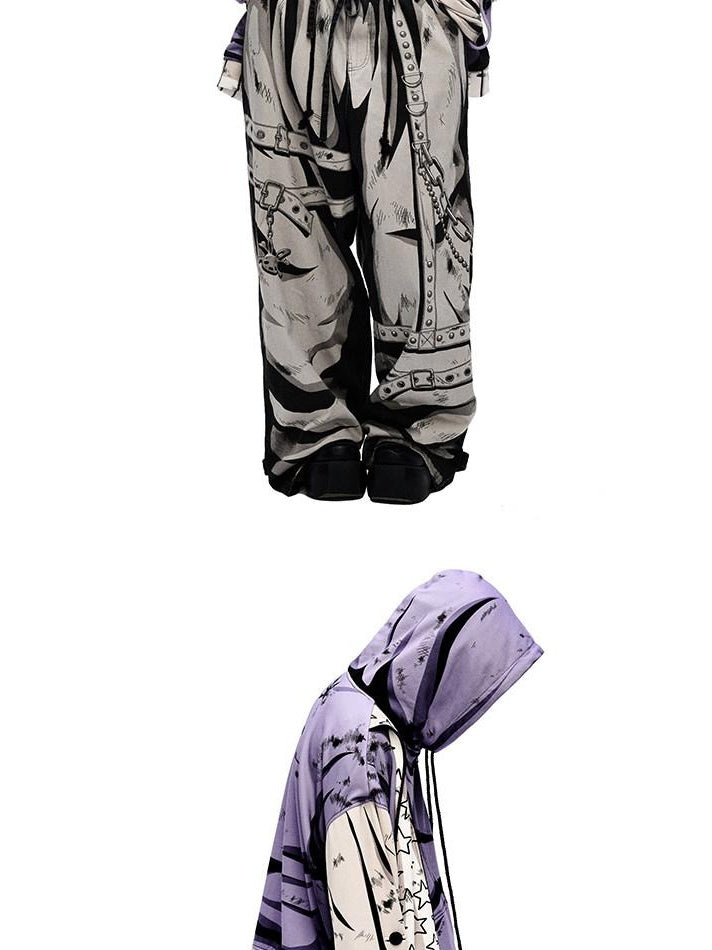 CFIERCE Soft Cotton Blend Loose Fit Hooded Long Sleeve Unisex Teen Purple Hoodie