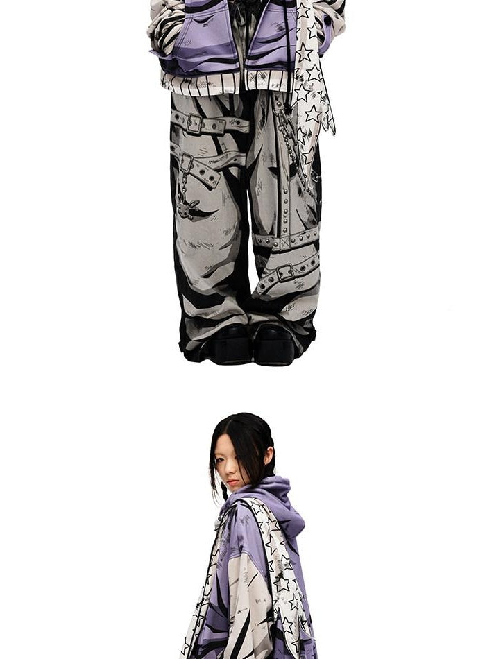 CFIERCE Soft Cotton Blend Loose Fit Hooded Long Sleeve Unisex Teen Purple Hoodie