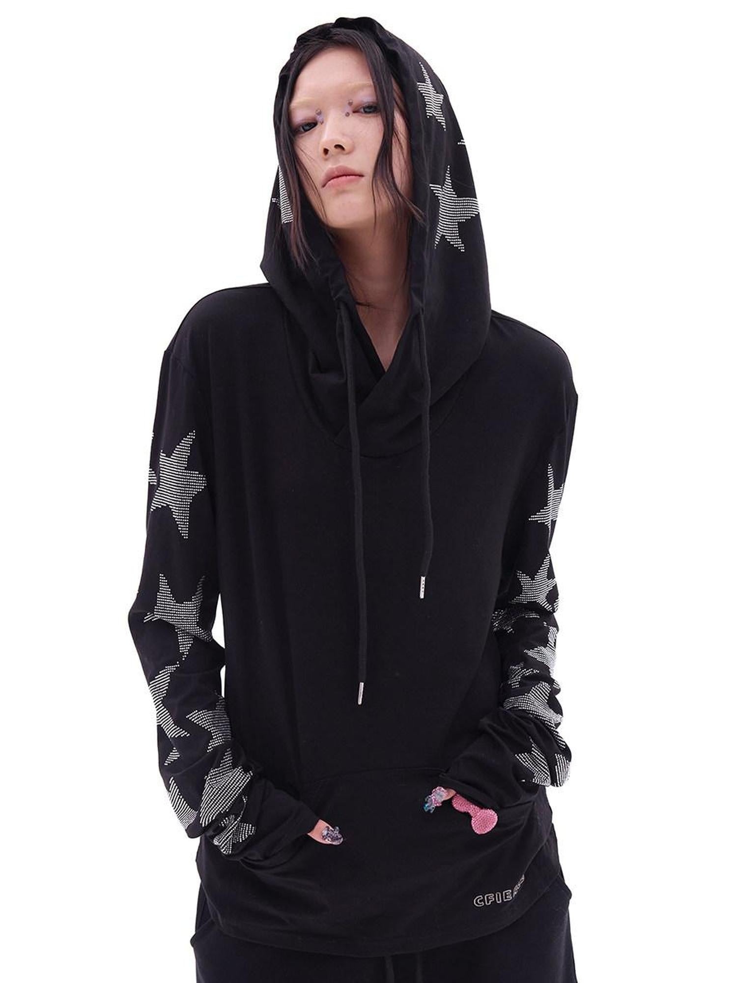 CFIERCE Soft Cotton Blend Loose Fit Hooded Long Sleeve Unisex Teen Solid Color Hoodie