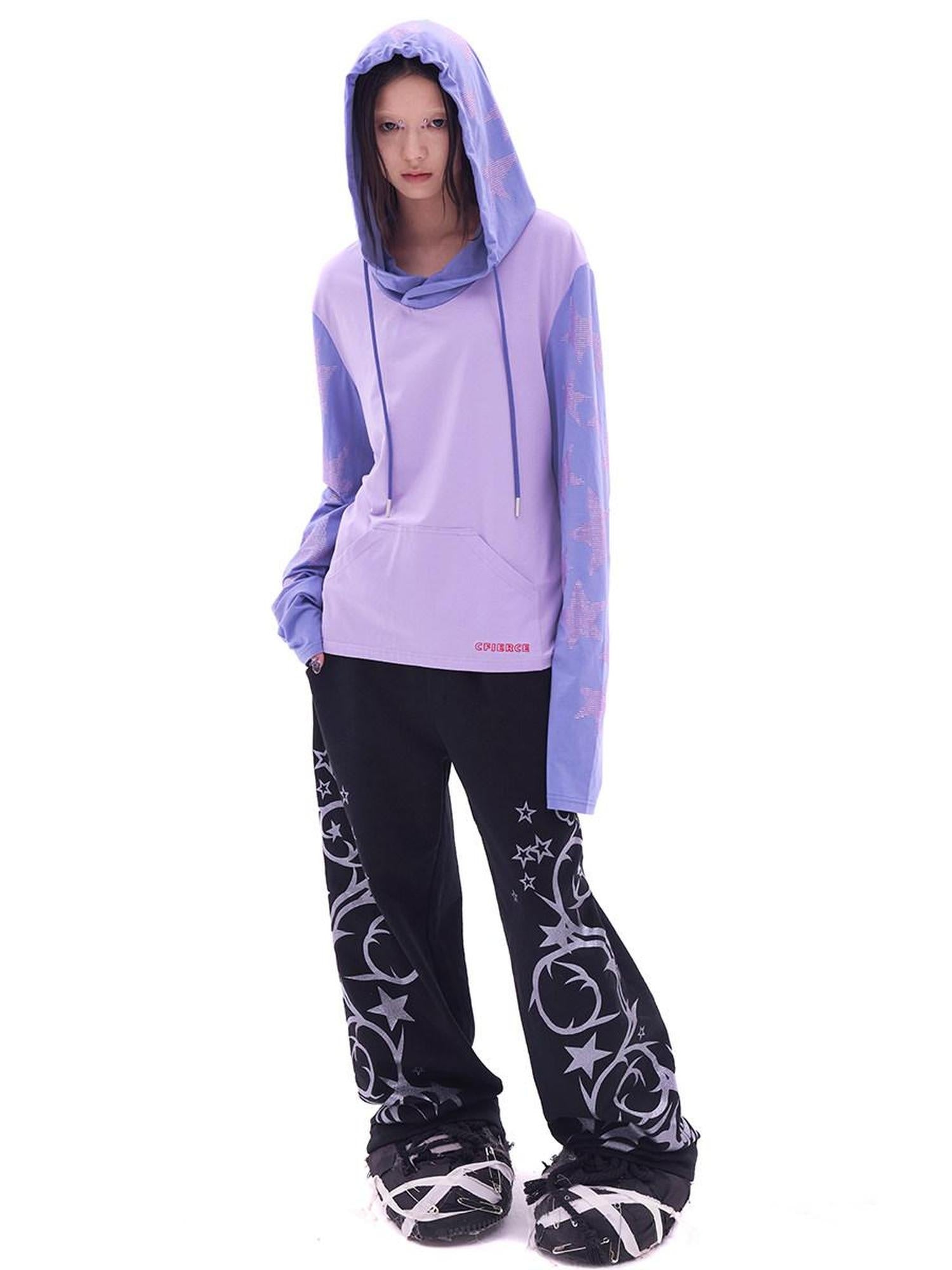 CFIERCE Soft Cotton Blend Loose Fit Hooded Long Sleeve Unisex Teen Solid Color Hoodie