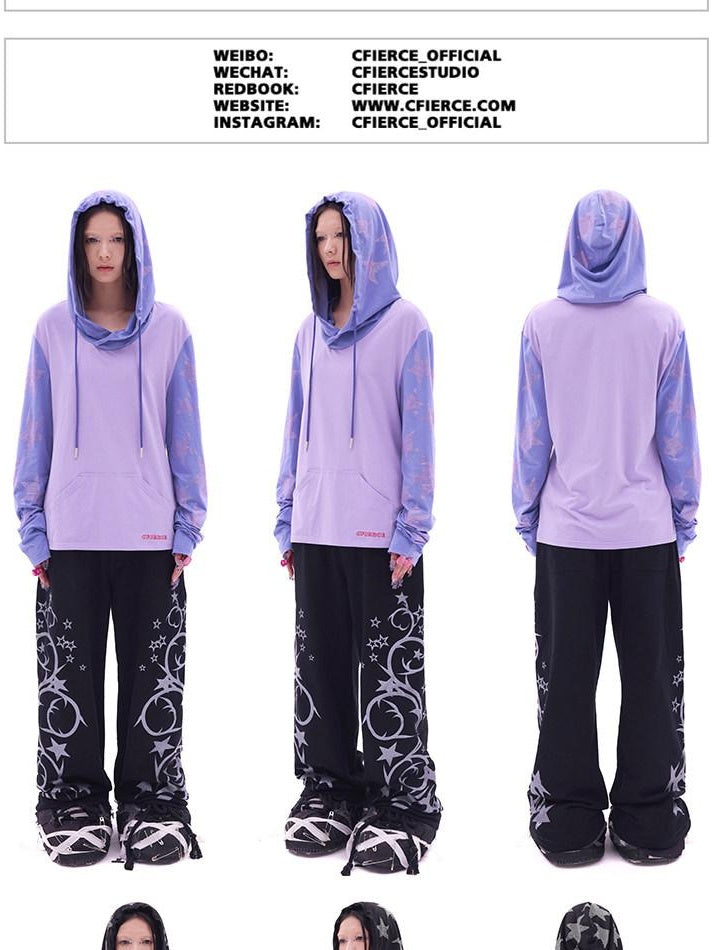 CFIERCE Soft Cotton Blend Loose Fit Hooded Long Sleeve Unisex Teen Solid Color Hoodie