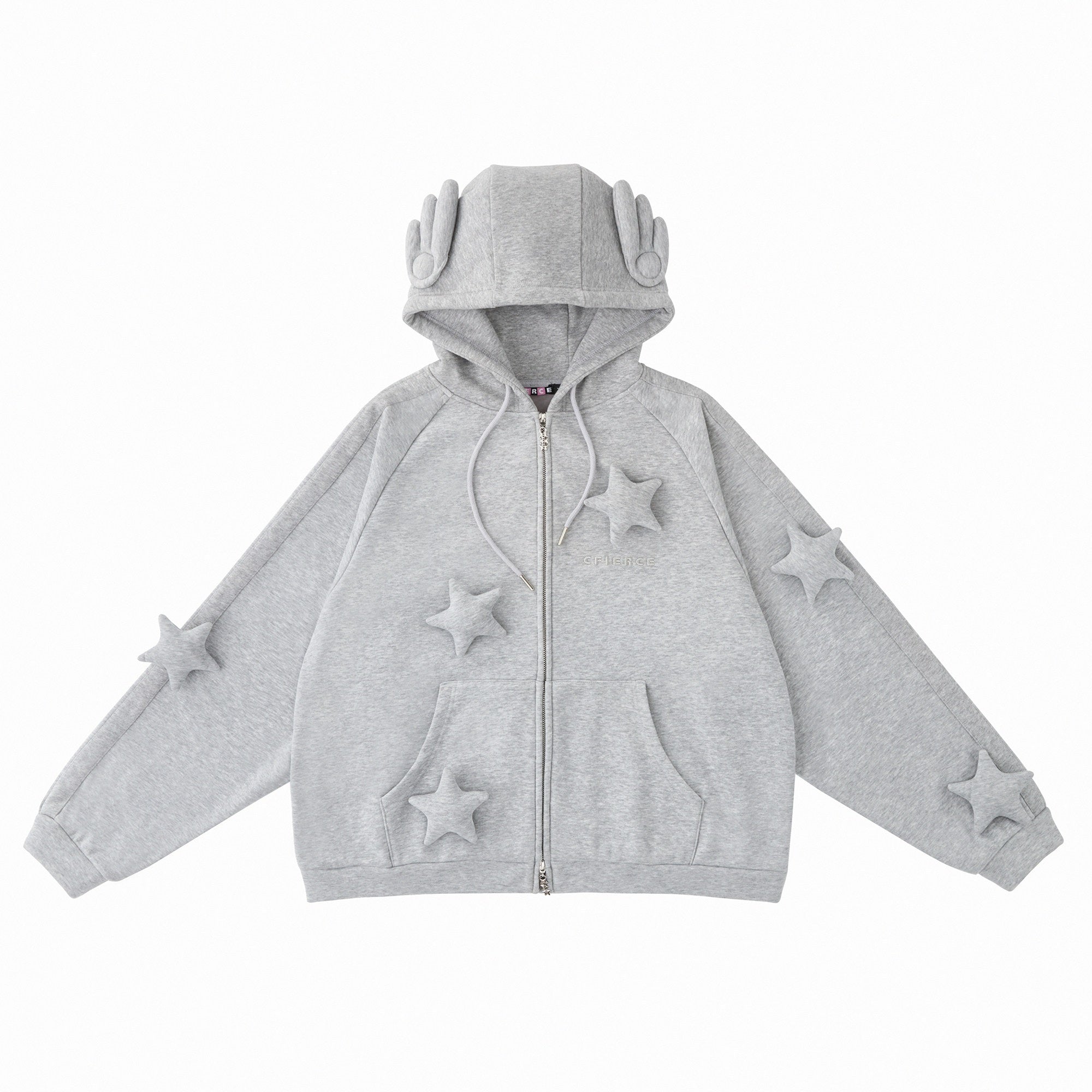 CFIERCE_Soft_Cotton_Blend_Loose_Fit_Star_Print_Zip_Unisex_Student_Casual_Gray_Hoodie_MISSTT