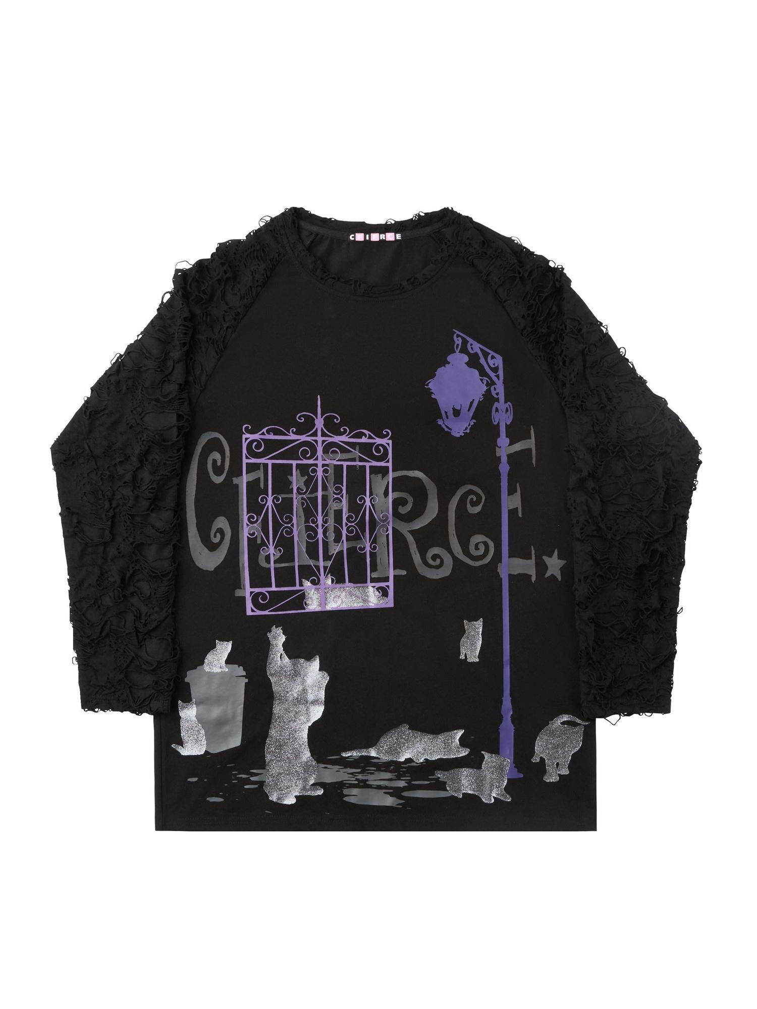 CFIERCE Soft Cotton Blend Printed Loose Fit Crew Neck Long Sleeve Unisex Tshirt