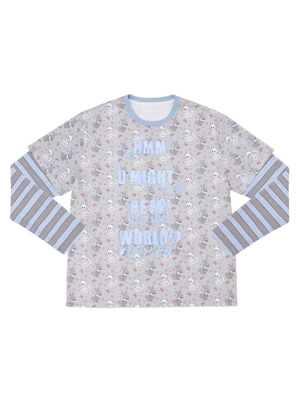 CFIERCE Soft Cotton Loose Casual Long Sleeve Crew Neck Letter Print Unisex Purple Blue