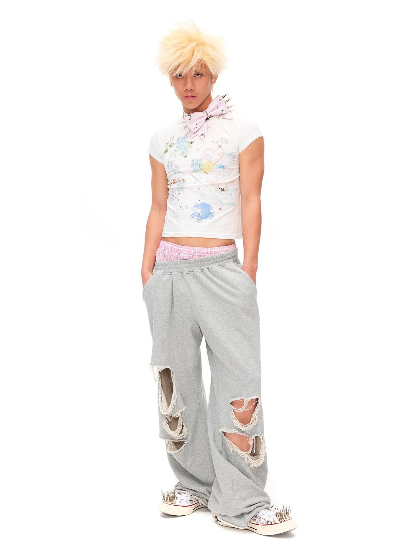 CFIERCE Soft Stretch Cotton Text Print Casual Crew Neck Standard Fit Unisex White