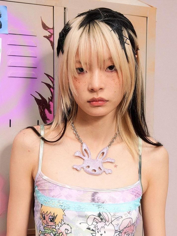 CFIERCE Sparkling Pink Zircon Western Minimalist Brass Chain Unisex Teen Jewelry 饰品
