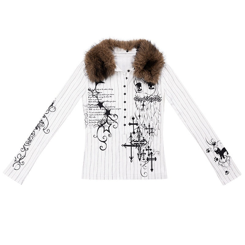 CFIERCE_Stretch_Cotton_Slim_Fit_Creative_Animal_Print_Casual_Long_Sleeve_Polo_Shirt_MISSTT