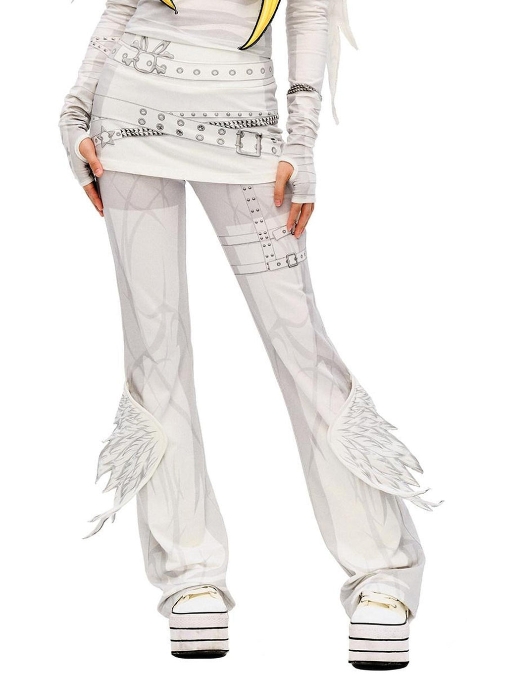 CFIERCE Stretch Cotton Slim Fit Natural Waist Cute Style Teen Girls White Pants