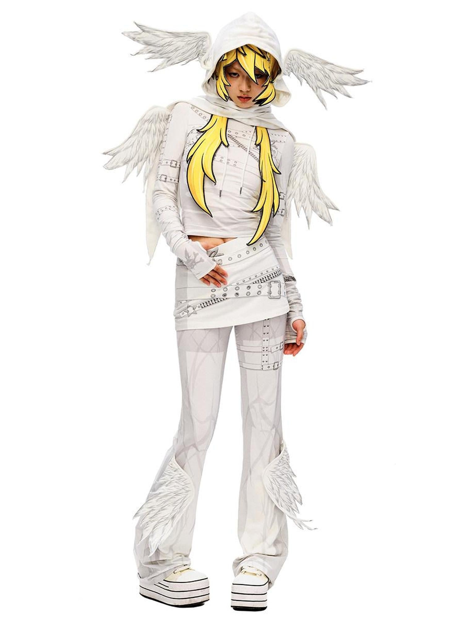 CFIERCE Stretch Cotton Slim Fit Natural Waist Cute Style Teen Girls White Pants