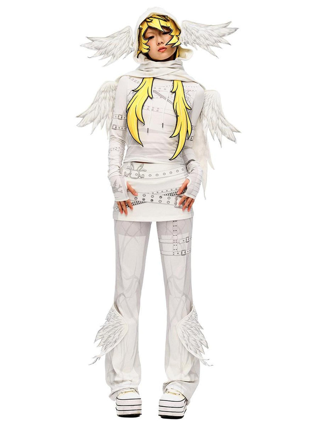CFIERCE Stretch Cotton Slim Fit Natural Waist Cute Style Teen Girls White Pants