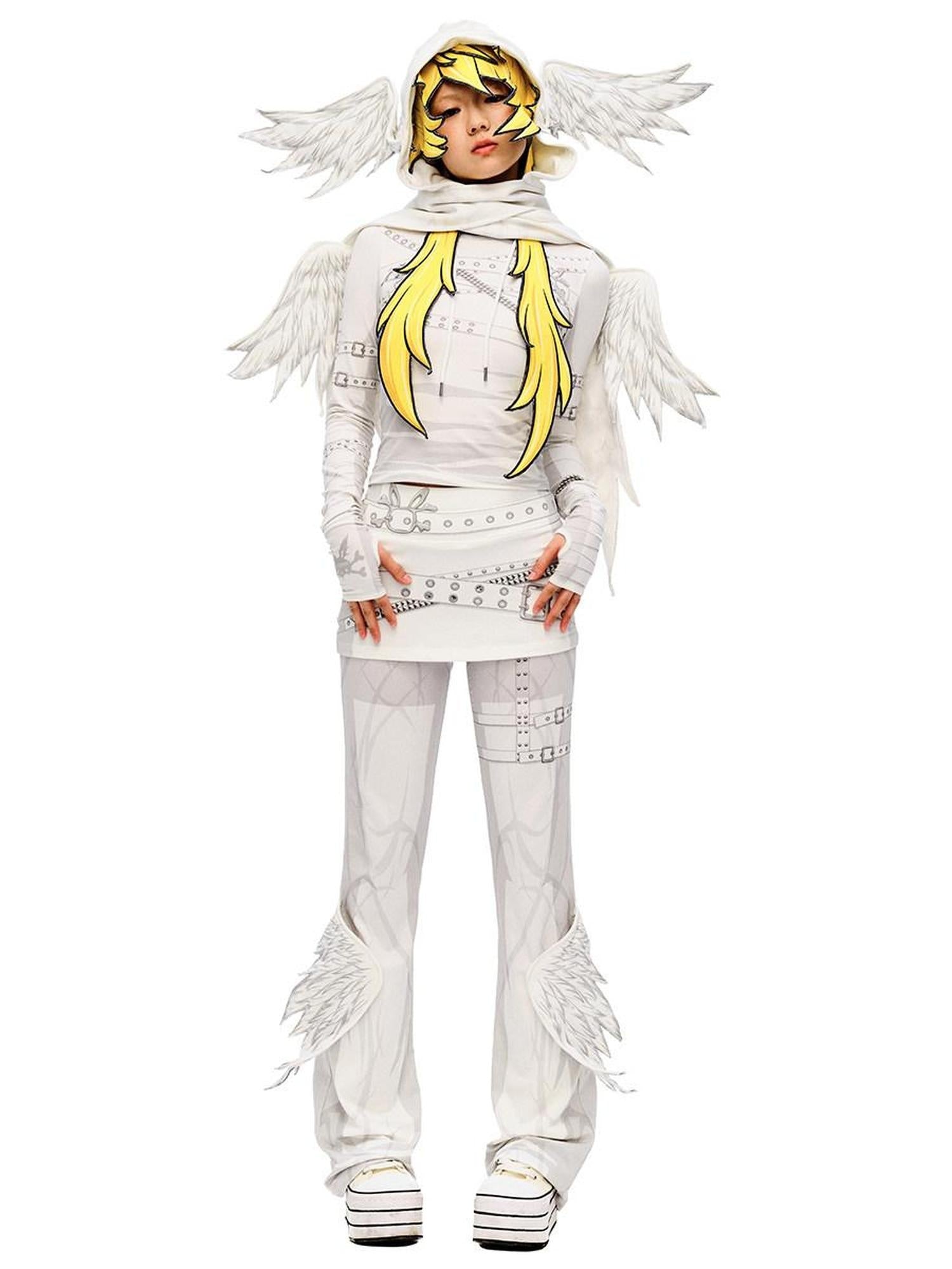 CFIERCE Stretch Cotton Slim Fit Natural Waist Cute Style Teen Girls White Pants