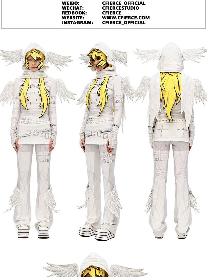 CFIERCE Stretch Cotton Slim Fit Natural Waist Cute Style Teen Girls White Pants