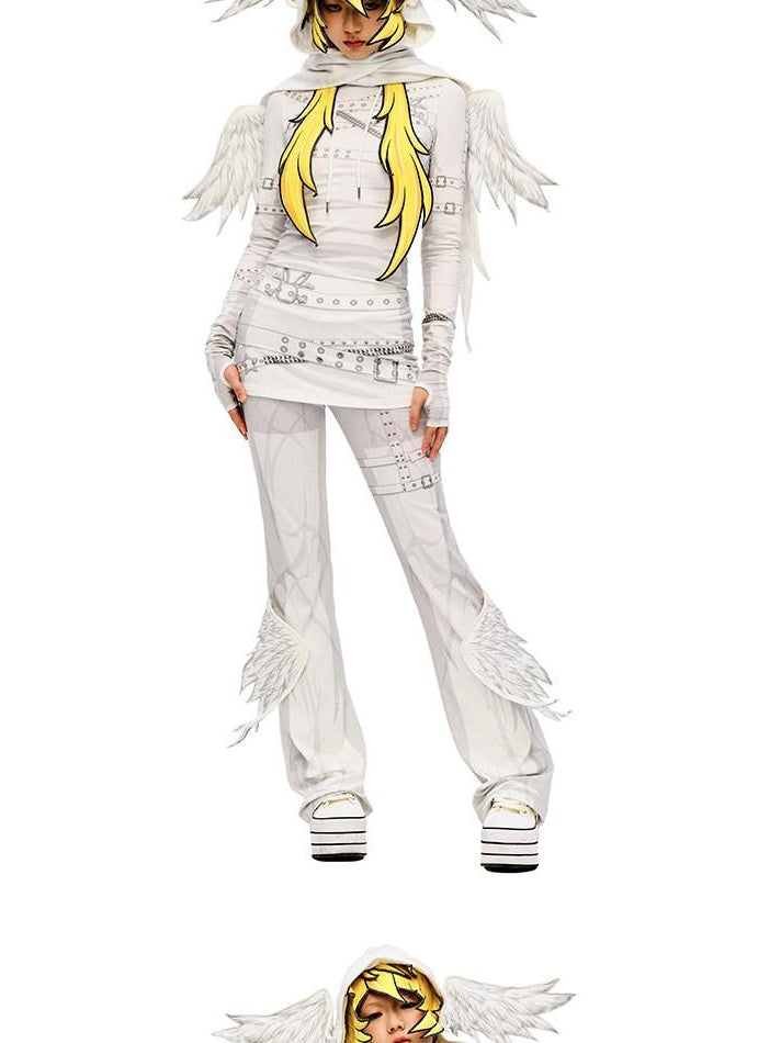 CFIERCE Stretch Cotton Slim Fit Natural Waist Cute Style Teen Girls White Pants