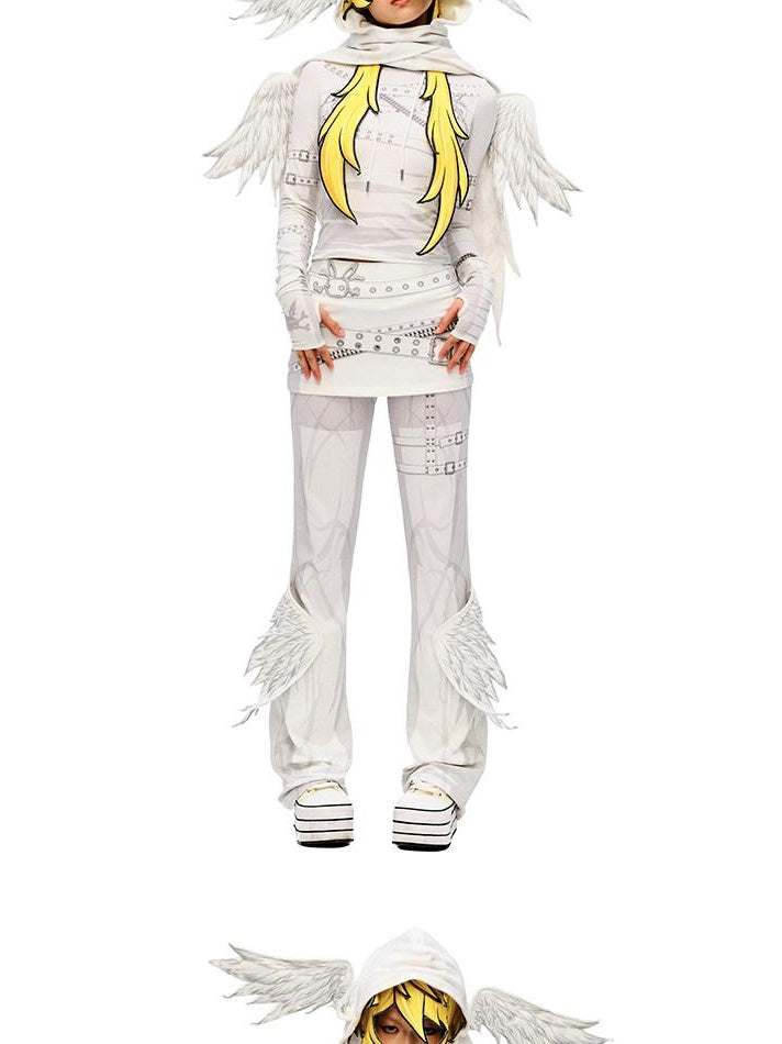 CFIERCE Stretch Cotton Slim Fit Natural Waist Cute Style Teen Girls White Pants