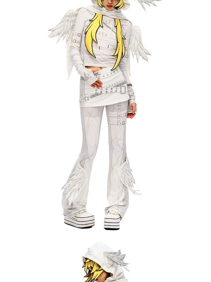 CFIERCE Stretch Cotton Slim Fit Natural Waist Cute Style Teen Girls White Pants