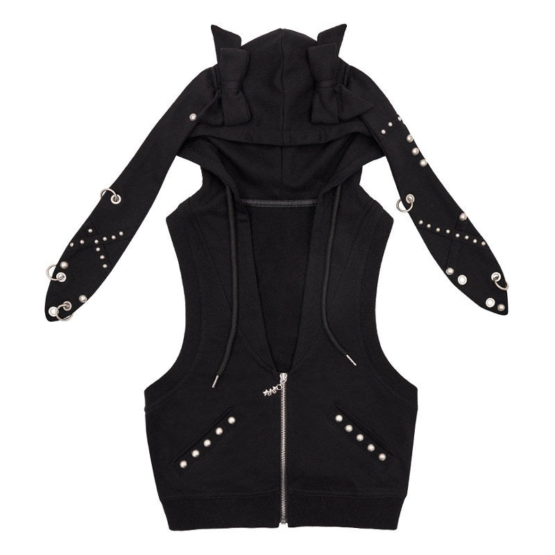 CFIERCE_Studded_Pure_Cotton_Slim_Fit_Street_Style_Unisex_Zip_Front_Black_Pink_Jacket_MISSTT