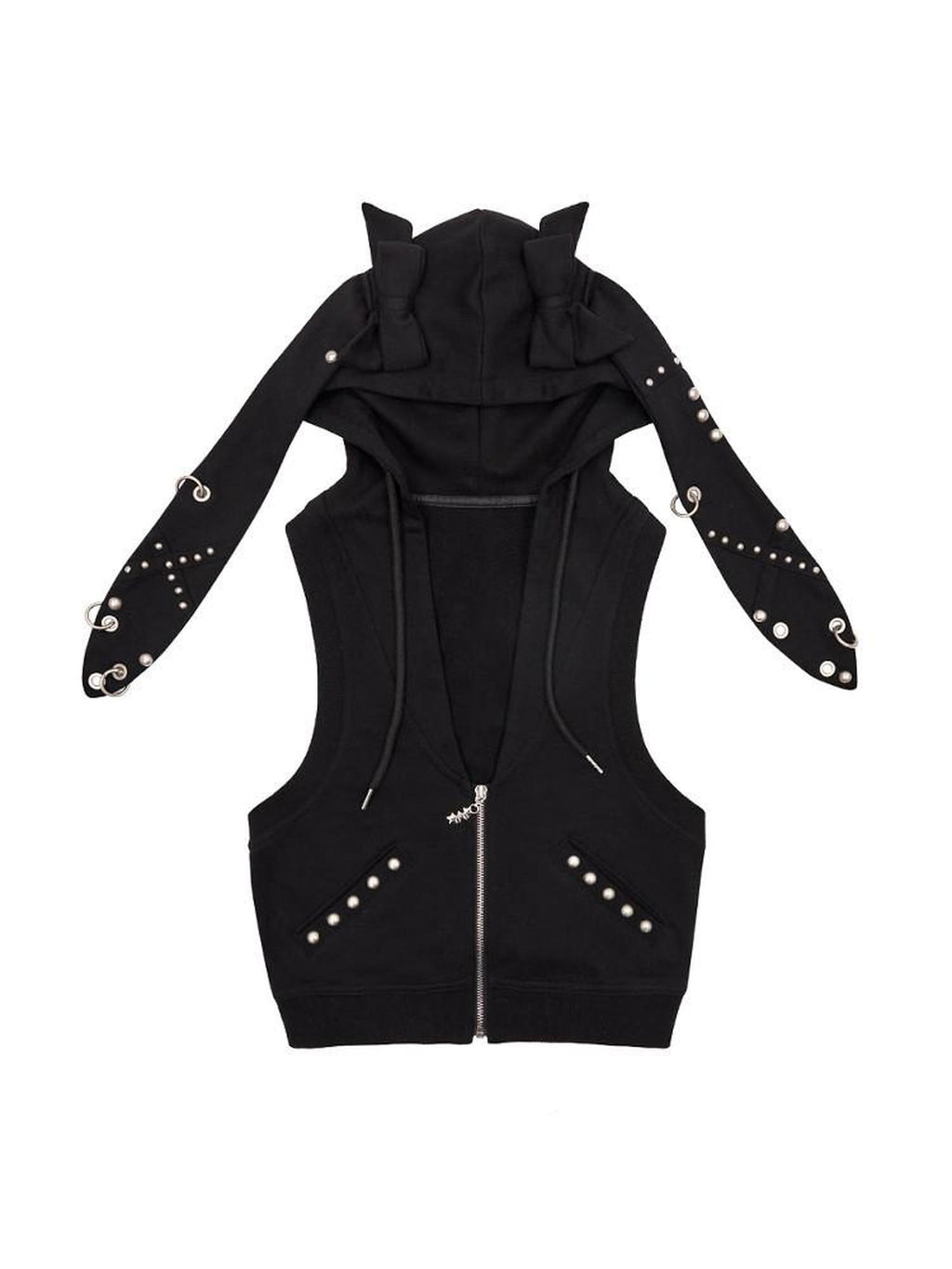 CFIERCE Studded Pure Cotton Slim Fit Street Style Unisex Zip Front Black Pink Jacket