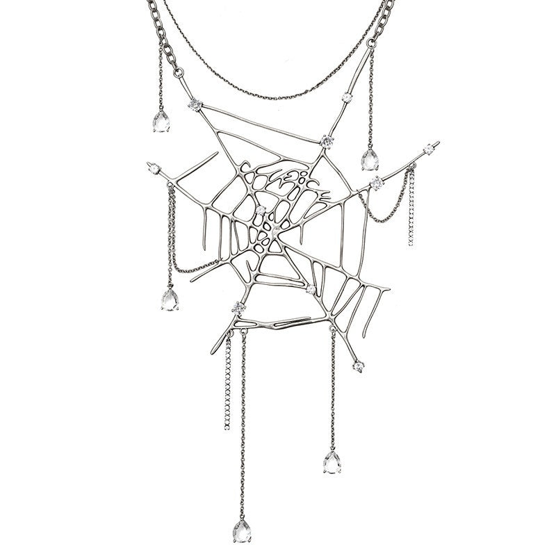 CFIERCE_Sweet_Edgy_Multilayer_Brass_Chain_Zircon_Necklace_Unisex_Vintage_Silver_饰品_MISSTT