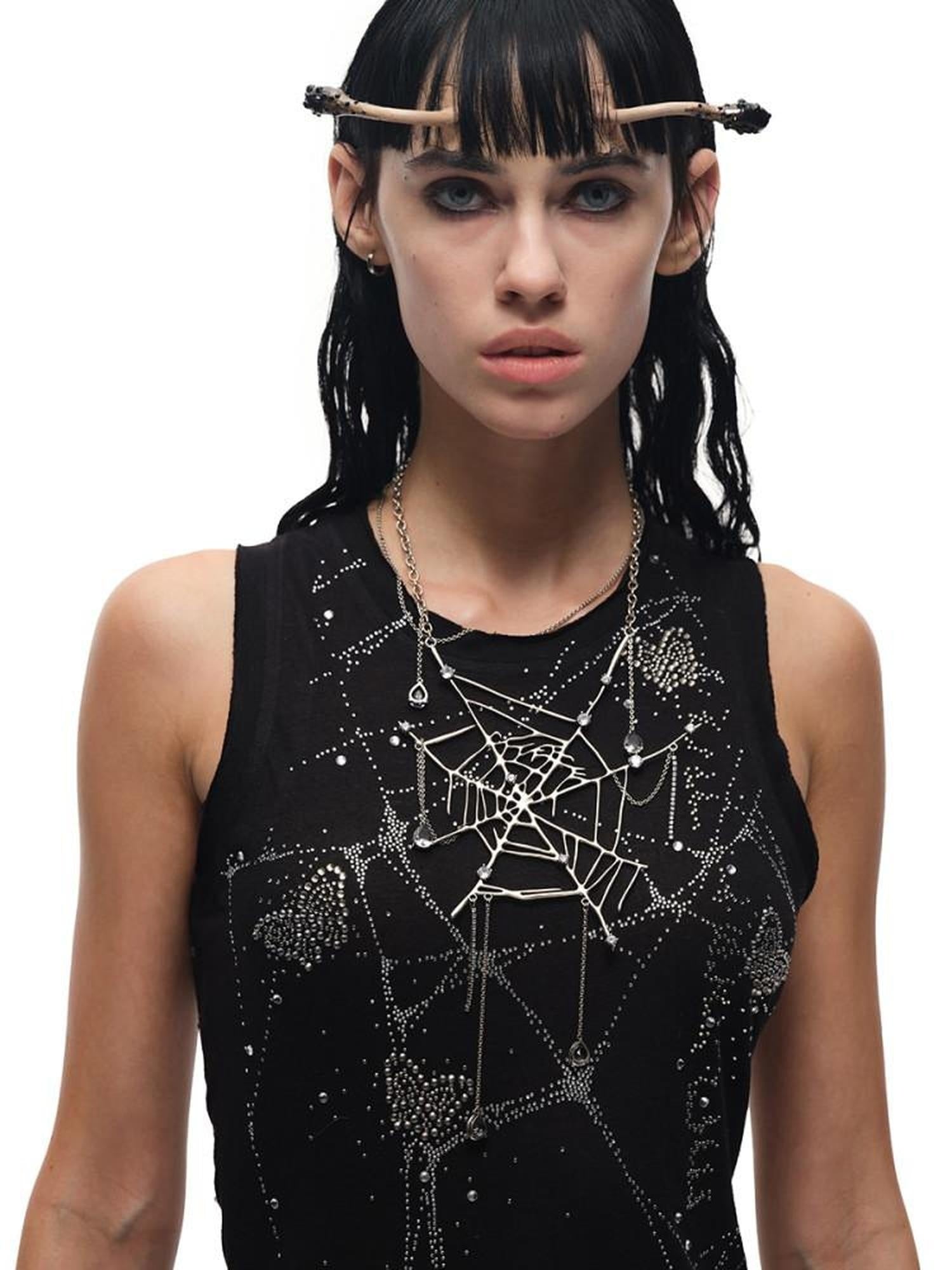 CFIERCE Sweet Edgy Multilayer Brass Chain Zircon Necklace Unisex Vintage Silver 饰品