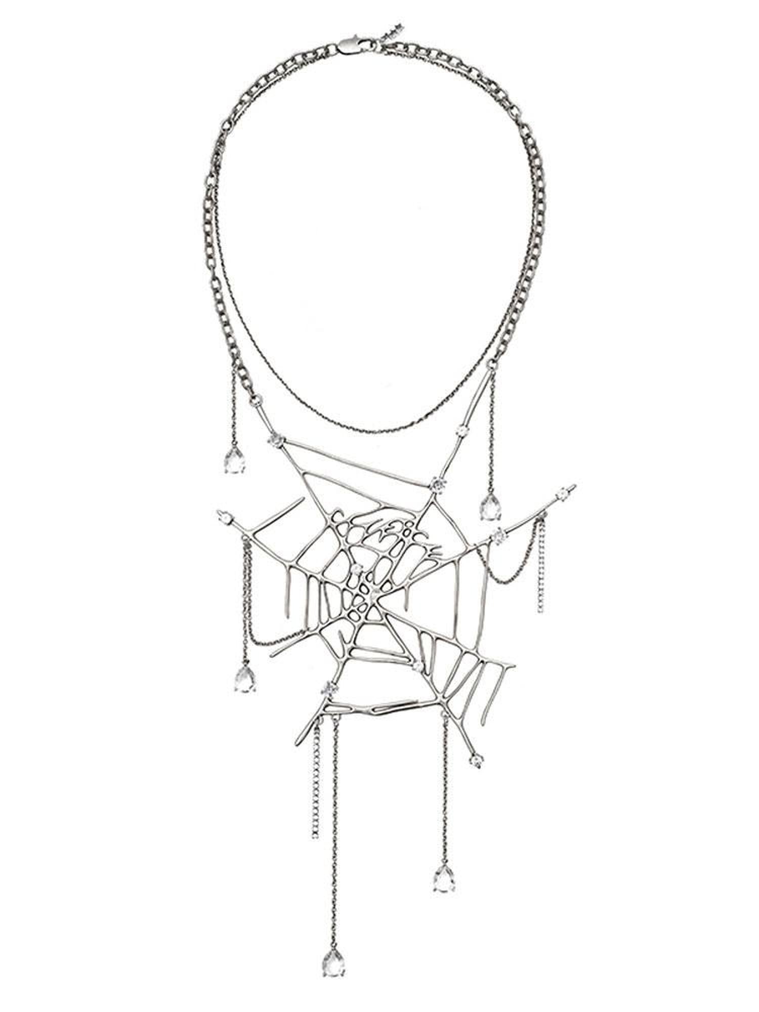 CFIERCE Sweet Edgy Multilayer Brass Chain Zircon Necklace Unisex Vintage Silver 饰品