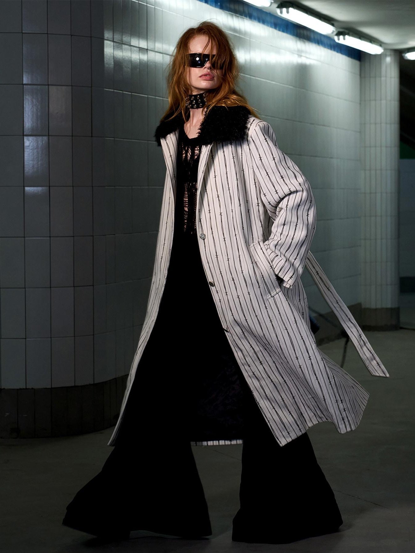 CFIERCE Thick Long Military Style Fur Collar Unisex Youth White Parka