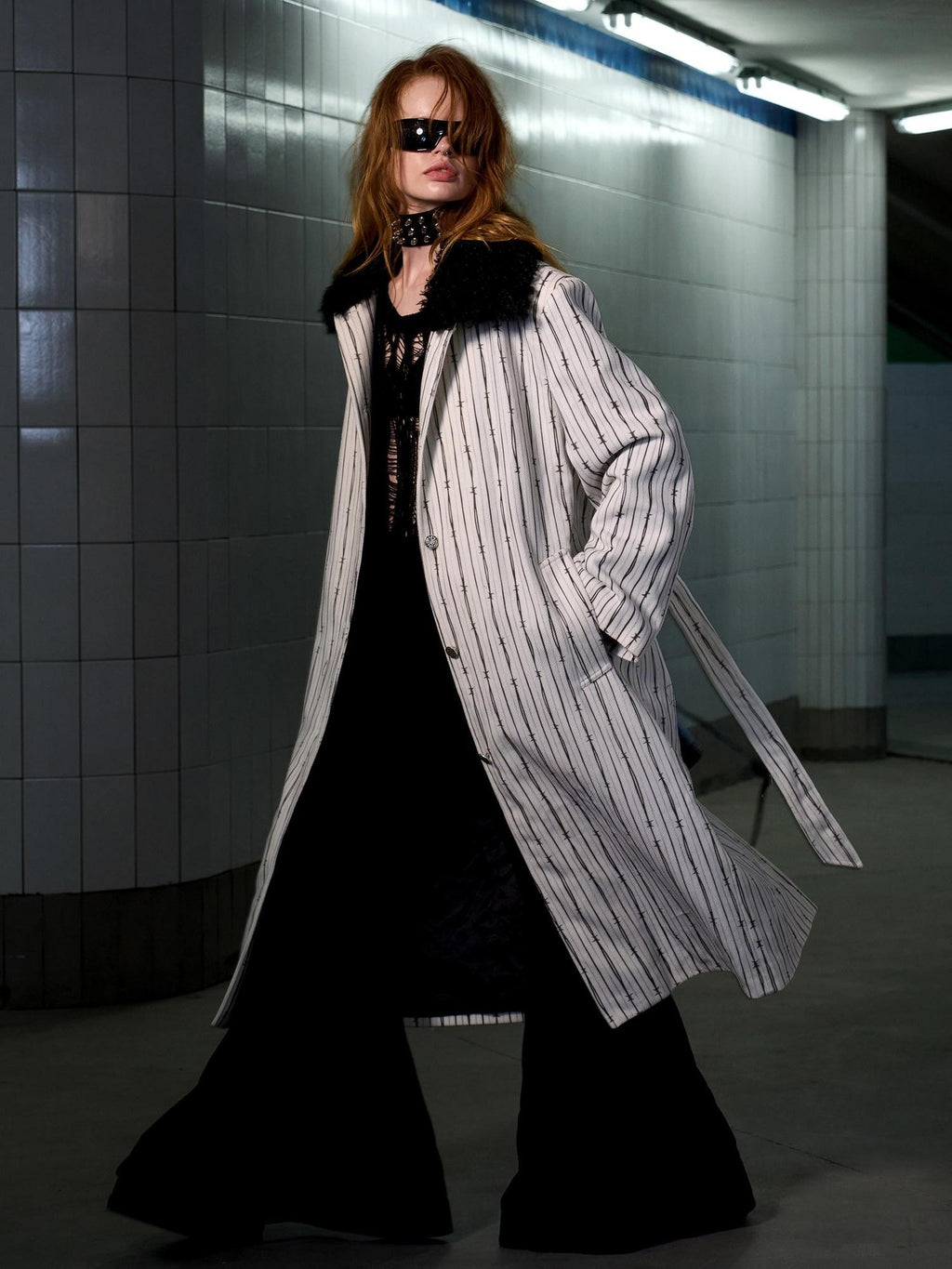 CFIERCE Thick Long Military Style Fur Collar Unisex Youth White Parka