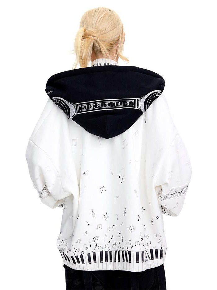 CFIERCE White Cropped Stand Collar Zipper Loose Cotton Blend Street Cardigan