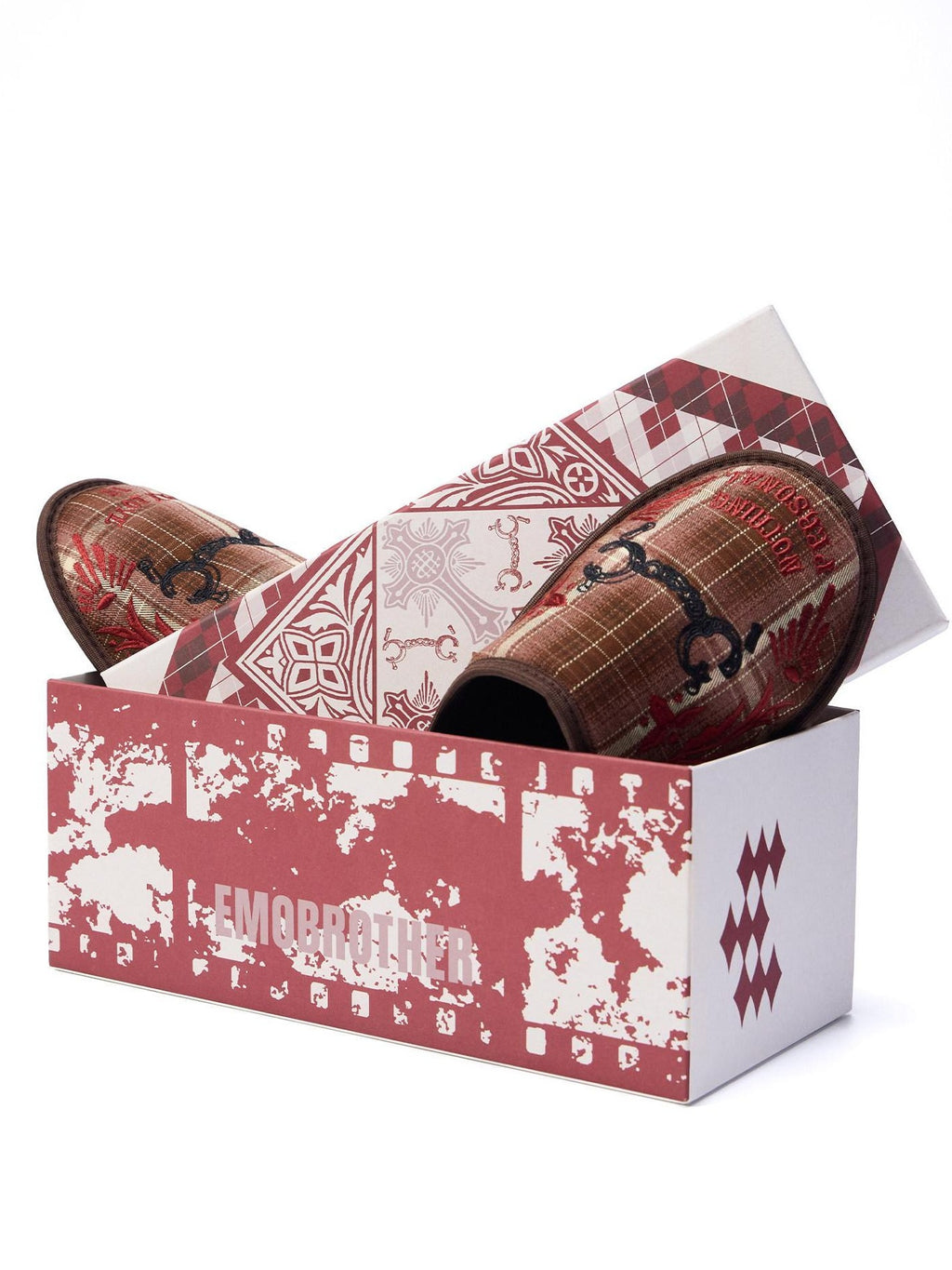 EMOBROTHER Breathable Casual Colorblock Closed Toe Flat Cotton Slippers Brown Shoes