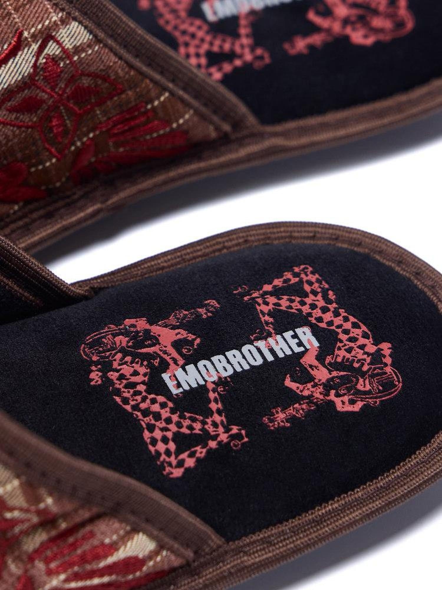 EMOBROTHER Breathable Casual Colorblock Closed Toe Flat Cotton Slippers Brown Shoes