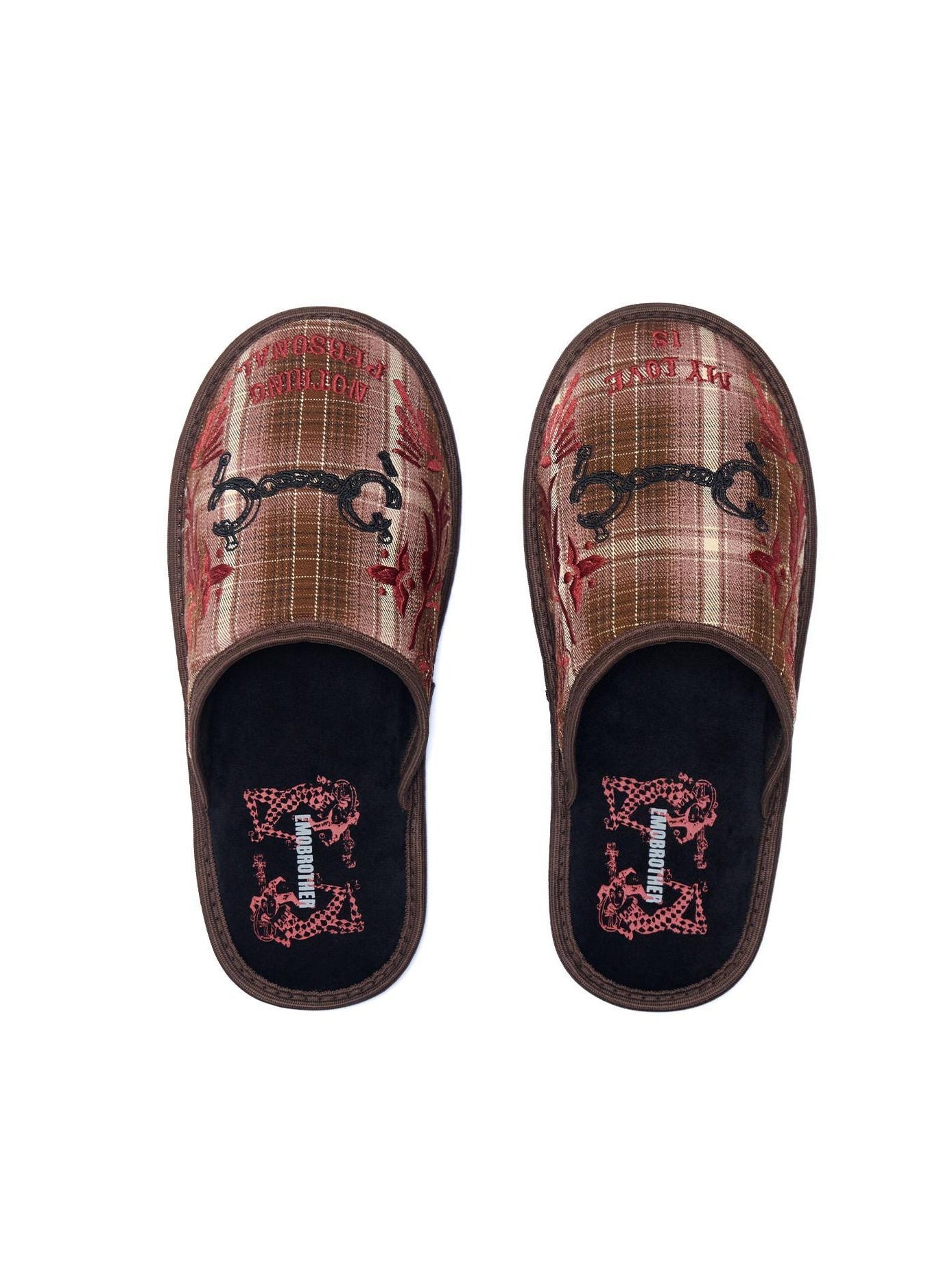 EMOBROTHER Breathable Casual Colorblock Closed Toe Flat Cotton Slippers Brown Shoes