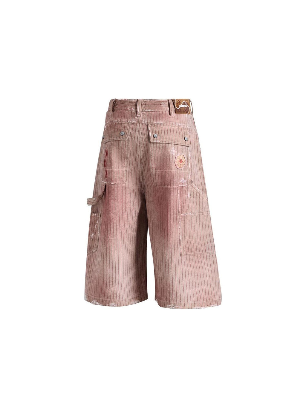 EMOBROTHER Breathable Cotton Loose Fit Embroidered Pocketed Khaki Mid Waist Chino Shorts