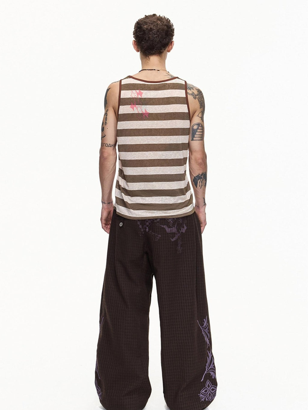 EMOBROTHER Breathable Lyocell Blend Oversized Striped U Neck Long Unisex Tank Tops