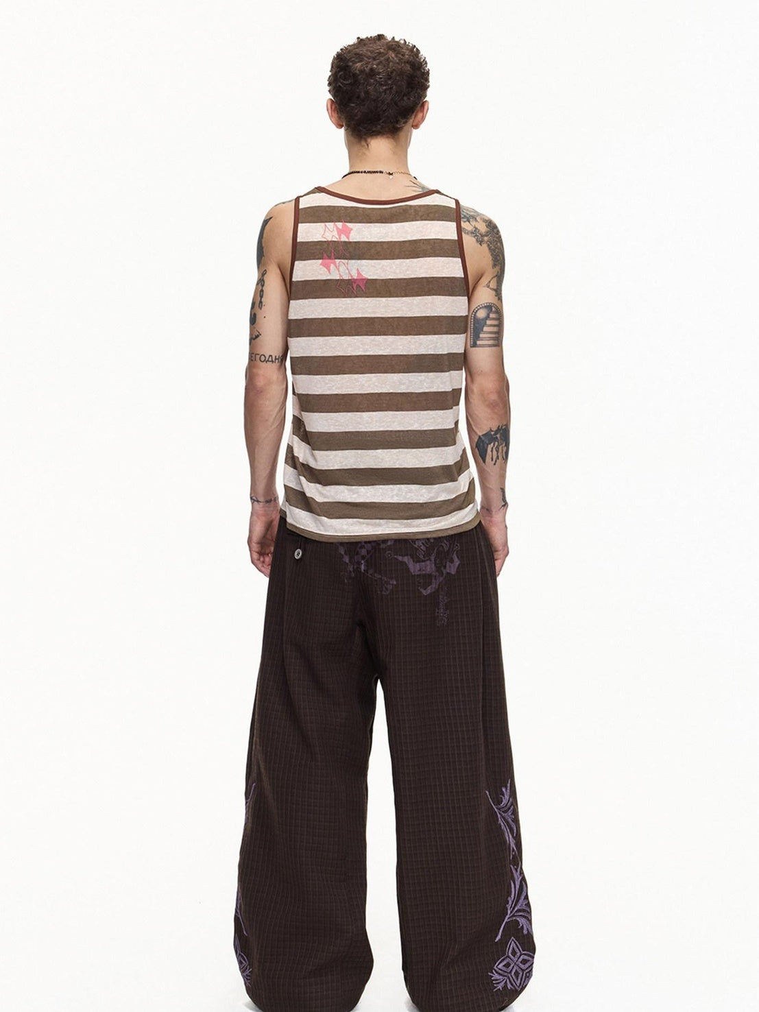 EMOBROTHER Breathable Lyocell Blend Oversized Striped U Neck Long Unisex Tank Tops