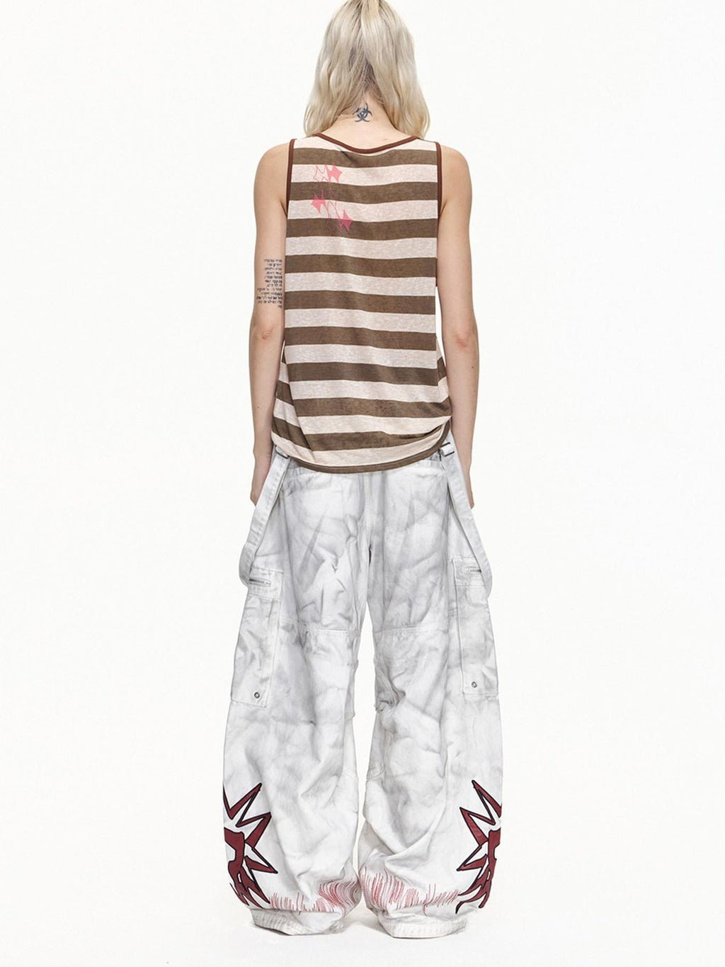 EMOBROTHER Breathable Lyocell Blend Oversized Striped U Neck Long Unisex Tank Tops