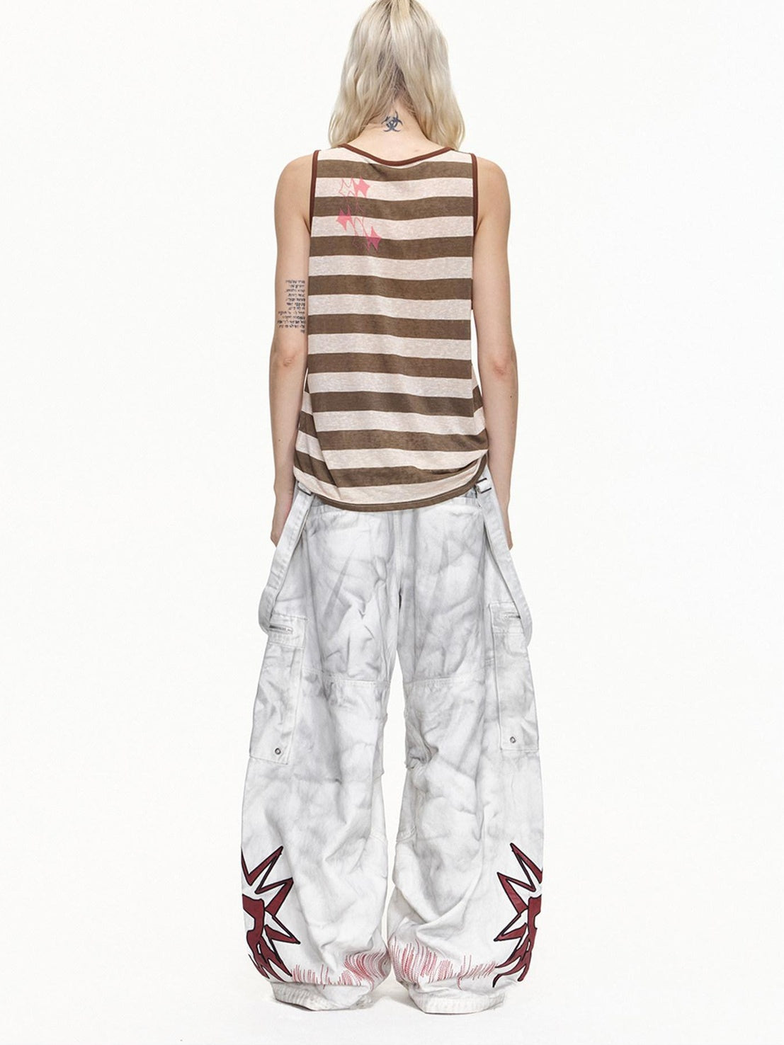 EMOBROTHER Breathable Lyocell Blend Oversized Striped U Neck Long Unisex Tank Tops