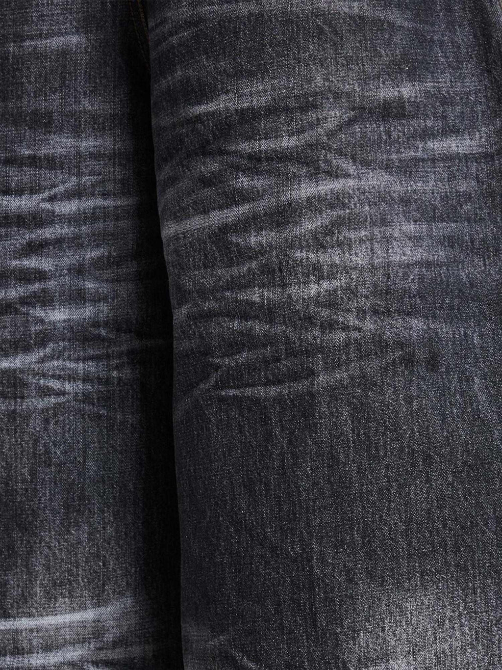 EMOBROTHER Breathable Ripped Mid Rise Embroidered Cotton Blend Loose Black Wide-Leg Jeans