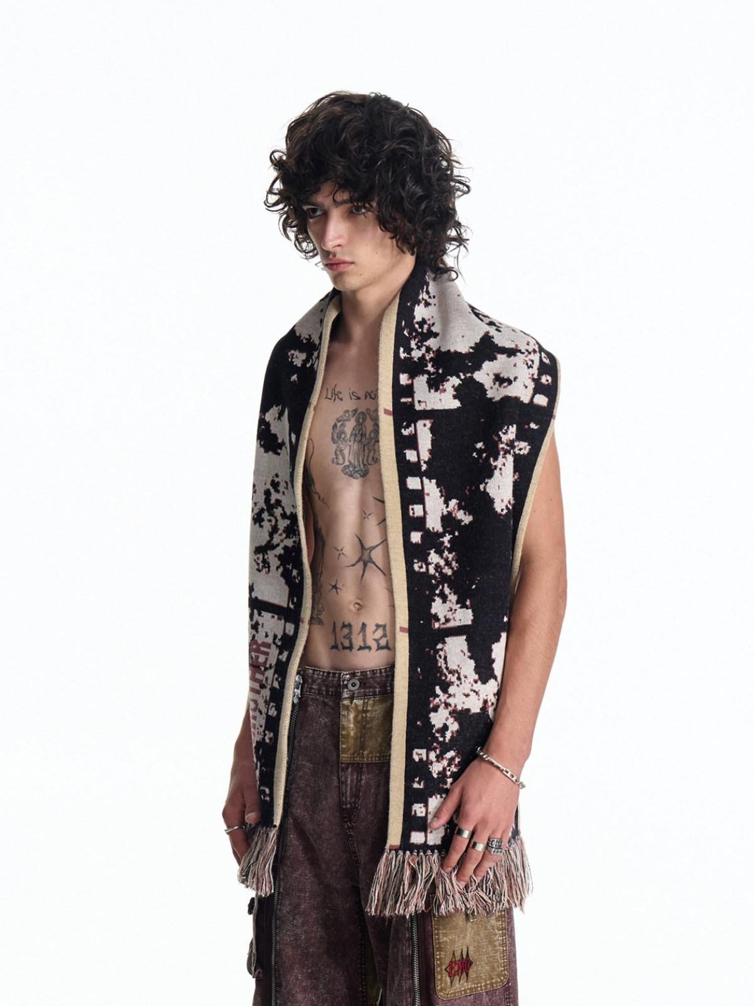 EMOBROTHER Cozy Warm Pastoral Fringe Shawl Unisex Long Acrylic Black Scarves & Shawls