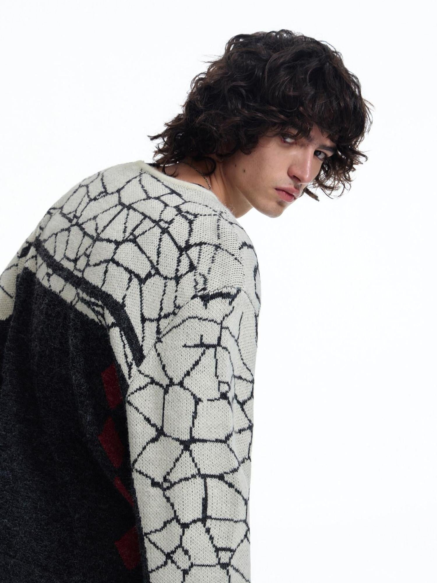 EMOBROTHER Cozy Zippered Warmth Retro Colorblock V-neck Unisex Commute Knitwear Cardigans