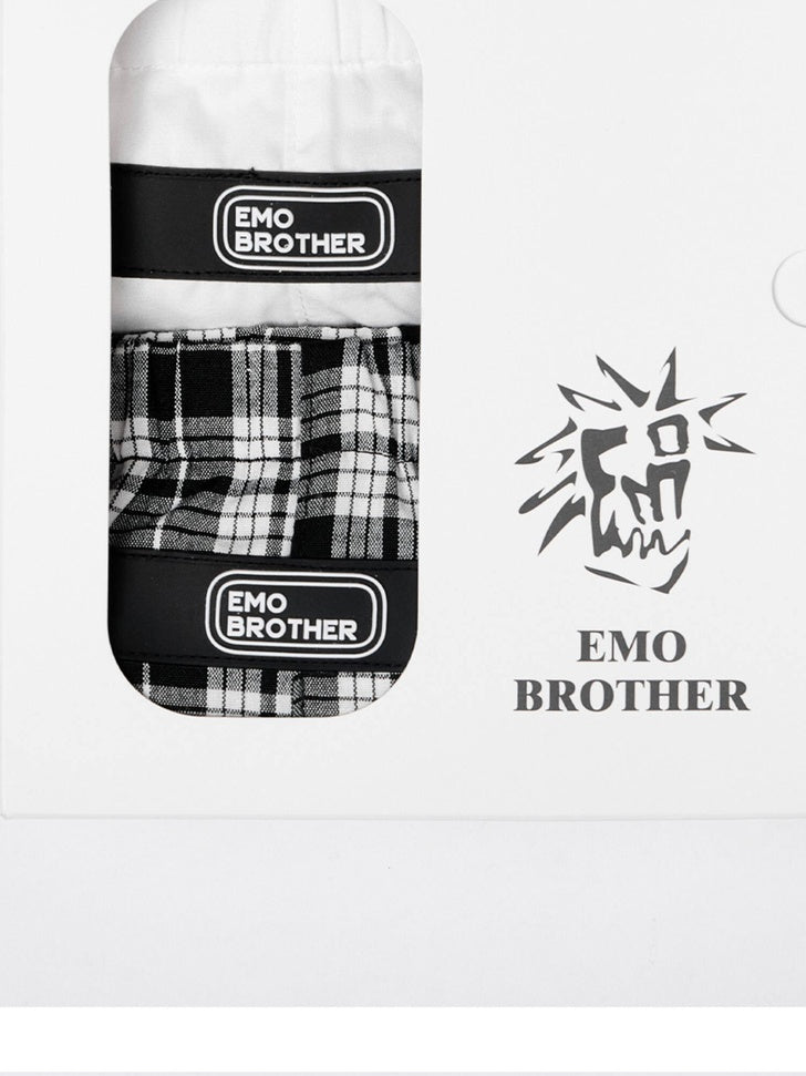 EMOBROTHER Embroidered Mid Rise Minimalist Striped Cotton Boxer Fit Men Short Trousers