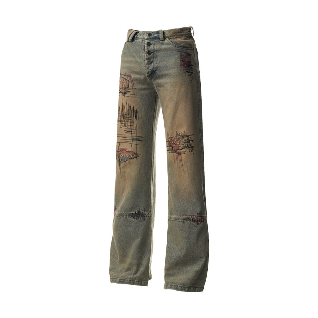 EMOBROTHER_Embroidered_Ripped_Mid_Rise_Washed_Cotton_Durable_Youth_Relaxed_Straight_Jeans_MISSTT