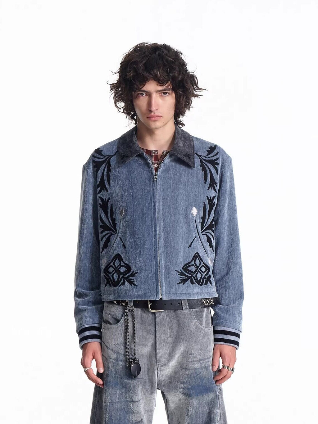 EMOBROTHER_Embroidered_Slim_Fit_Lapel_Zipper_Unisex_Commuter_Polyester_Blue_Denim_Jackets_MISSTT