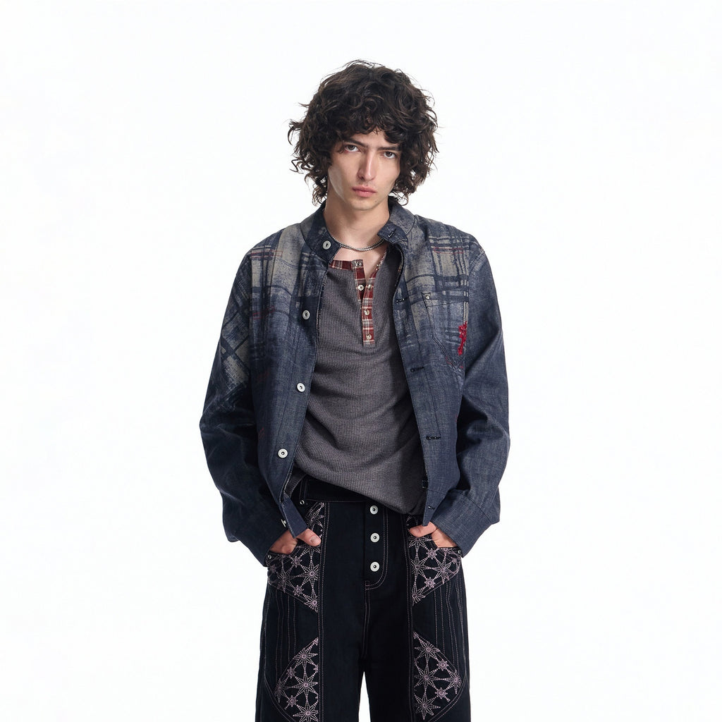 EMOBROTHER_Loose_Embroidered_Vintage_Cotton_Unisex_Work_Plaid_Patch_Midlength_Denim_Jackets_MISSTT