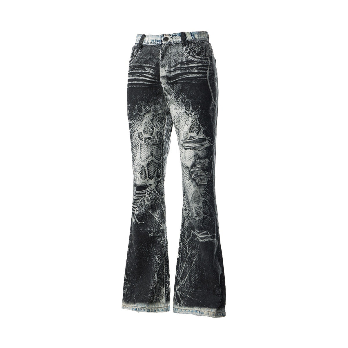 EMOBROTHER_Low_Rise_Snake_Print_Coated_Denim_Youth_Casual_Micro_Stretch_Flare_Jeans_MISSTT