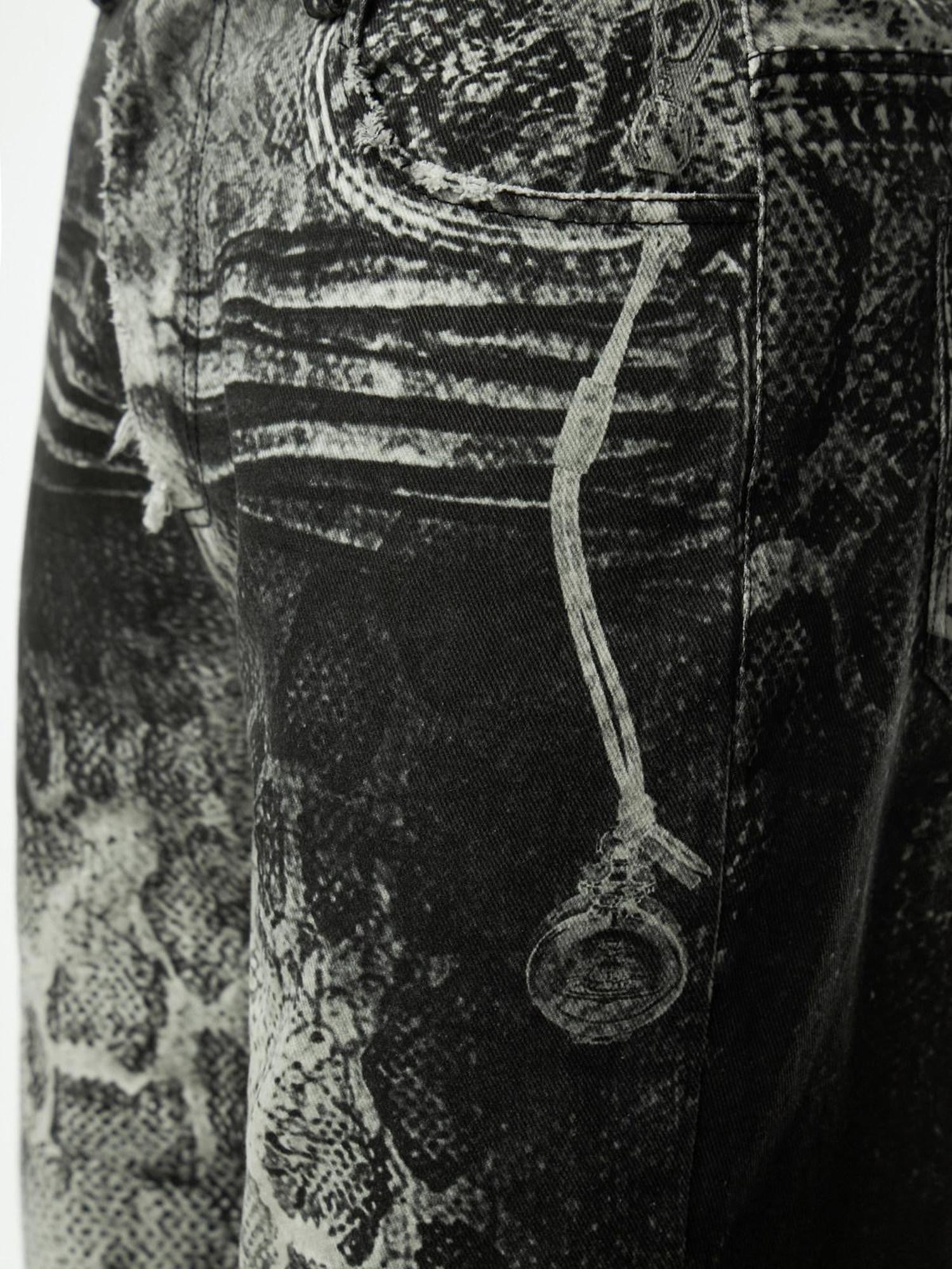 EMOBROTHER Low Rise Snake Print Coated Denim Youth Casual Micro Stretch Flare Jeans