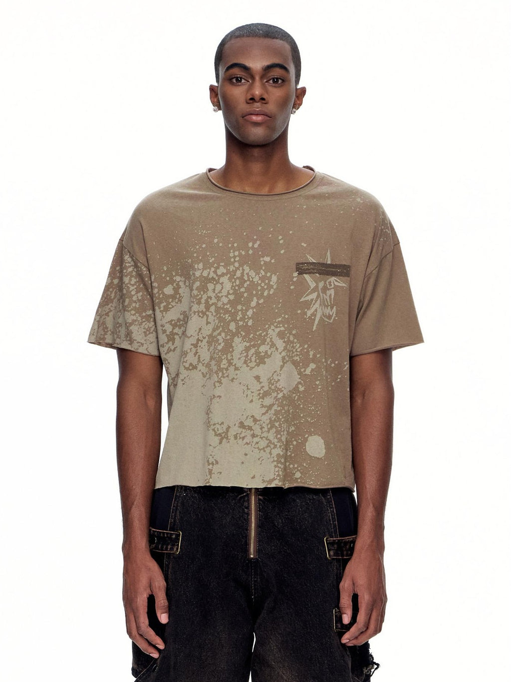 EMOBROTHER No Iron Cotton Blend Loose Creative Print Unisex Short Sleeve T-Shirts