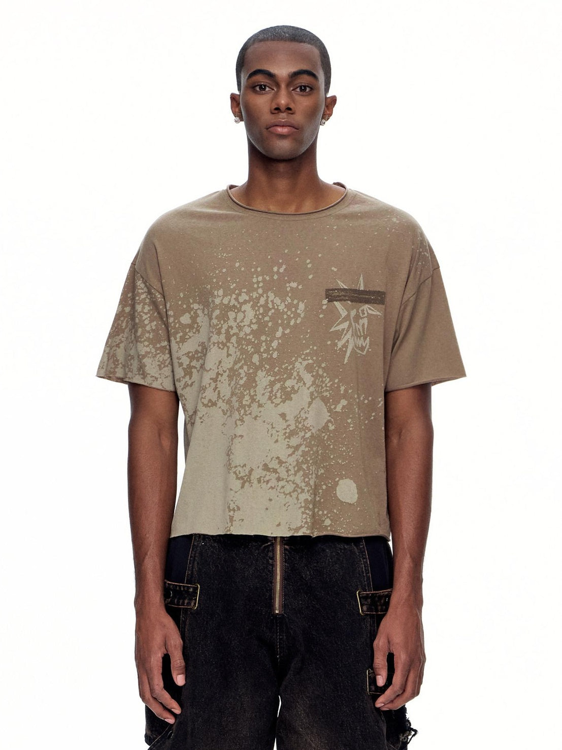 EMOBROTHER No Iron Cotton Blend Loose Creative Print Unisex Short Sleeve T-Shirts
